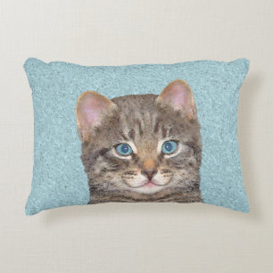 Gray Tabby Cat Painting - Niedliche Original Cat A Zierkissen