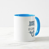 Gray Tabby Cat Peeking hinter Individuelle Name Tasse (VorderseiteRechts)