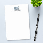 Gray Tabby Cat Peeking über Individuelle Name Post-it Klebezettel