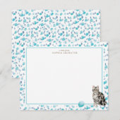 Gray Tabby Cat Personalisiert Stationery Mitteilungskarte (Vorne/Hinten)