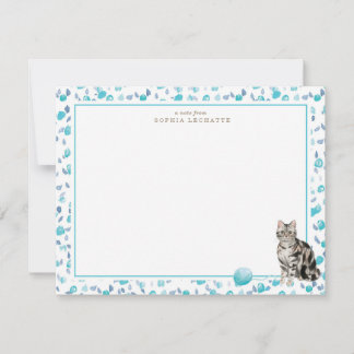 Gray Tabby Cat Personalisiert Stationery Mitteilungskarte