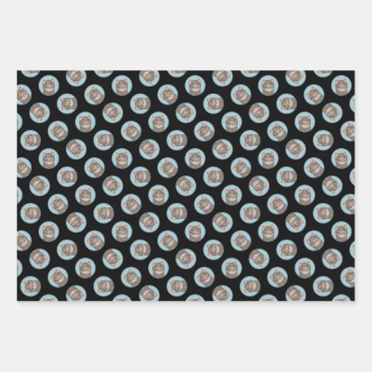 Gray Tabby Cat Portrait Malerei Niedliche Kunst Geschenkpapier Set (Vorderseite 3)