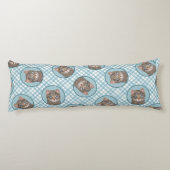 Gray Tabby Cat Portrait Malerei Niedliche Kunst Seitenschläferkissen (Rückseite)