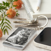 Gray Tabby Cat Schlüsselanhänger (Vorderseite rechts)