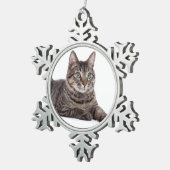 Gray Tabby Cat Schneeflocken Zinn-Ornament (Rechts)