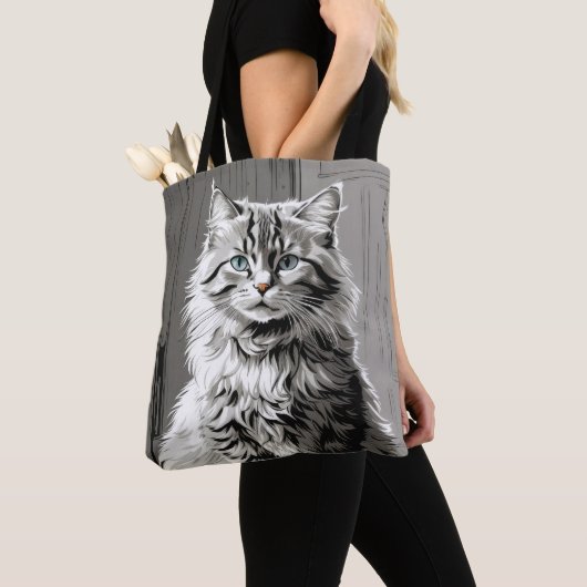 Gray Tabby Cat Tasche (Von Nahem)