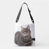 Gray Tabby Cat Tragetaschen Mit Langen Trägern (Vorderseite)