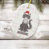 Gray Tabby Cat Weihnachtsmann Ornament