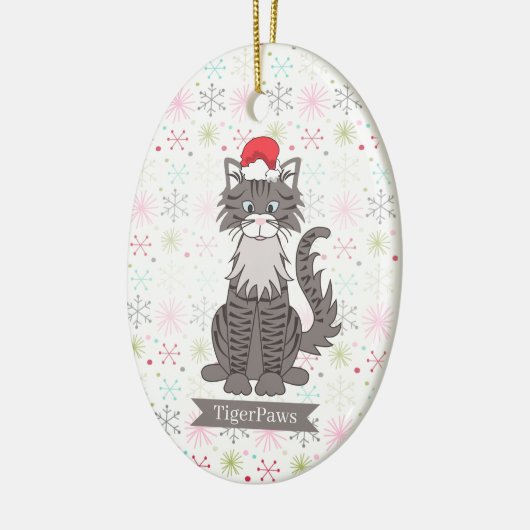 Gray Tabby Cat Weihnachtsmann Ornament (Links)