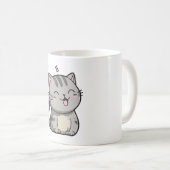 Gray Tabby Kawaii Smiling Cat Kaffeetasse (VorderseiteRechts)