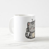 Gray Tabby Kawaii Smiling Cat Kaffeetasse (Vorderseite Links)