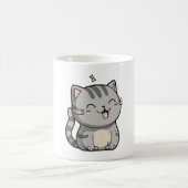 Gray Tabby Kawaii Smiling Cat Kaffeetasse (Mittel)