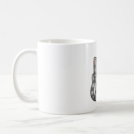 Gray Tabby Kawaii Smiling Cat Kaffeetasse (Links)