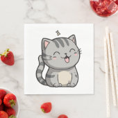 Gray Tabby Kawaii Smiling Cat Serviette (Beispiel)