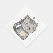 Gray Tabby Kawaii Smiling Cat Serviette (Ecke)