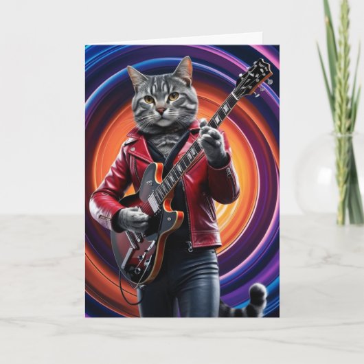 Gray Tabby Rocker Card Karte (Vorderseite)