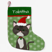 Gray Tabby Santa Kitty Kleiner Weihnachtsstrumpf (Vorderseite)