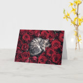 Gray Tabby und Rose Karte (Gelbe Blume)