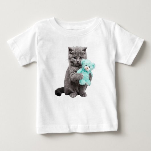 Gray Tabby und Teddy Bear Baby T-shirt (Vorderseite)