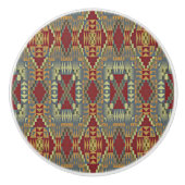 Gray Tan Brown Ochre Ivory Red Tribal Art Muster Keramikknauf (Vorderseite)