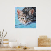 Gray Tan Tabby Cat Portrait Poster (Küche)