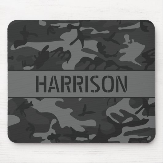 Gray Tarnung Monogrammed Mousepad (Vorne)
