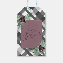 Gray Tartan Lila Floral Frohe Weihnachten