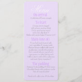 Gray-Taube mit lila Hochzeitsmenü Menükarte (Rückseite)