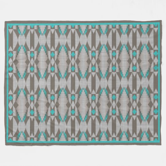 Gray Taupe Aqua Aquamarines Türkisches Bad Fleecedecke (Vorderseite (Horizontal))