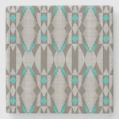 Gray Taupe Aqua Aquamarines Türkisches Bad Steinuntersetzer (Vorderseite)