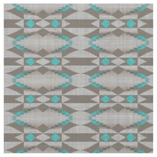 Gray Taupe Aqua Aquamarines Türkisches Bad Stoff (Nahaufnahme)