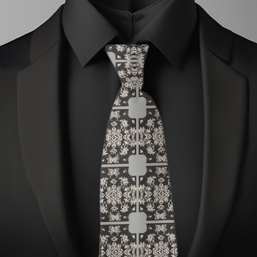 Gray Taupe Tile Pattern Necktie Krawatte