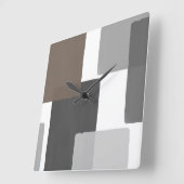 Gray Taupe White Geometric Modern Minimalistisch Quadratische Wanduhr (Winkel)