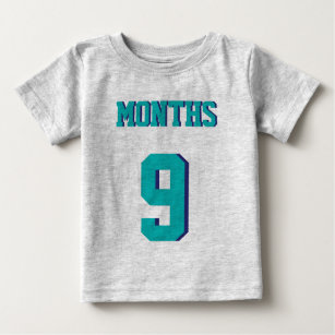 Gray & Teal Baby   Sports Jersey Design Baby T-shirt