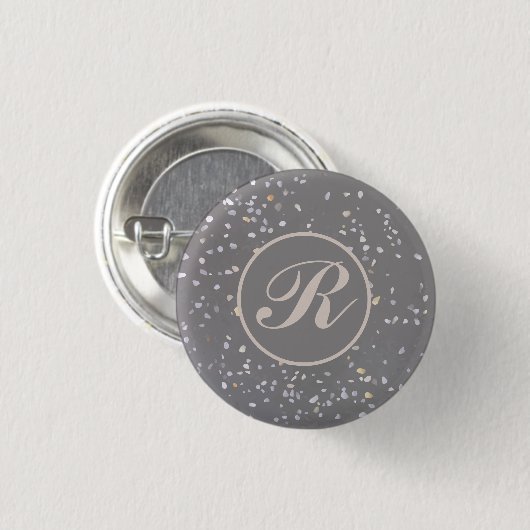 Gray Terrazzo Stone Button (Vorne & Hinten)