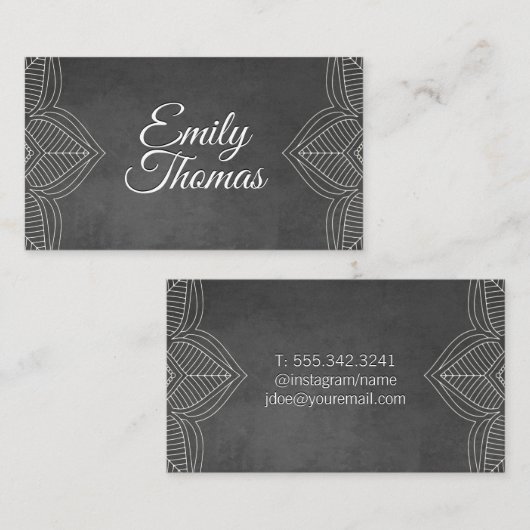 Gray Texture | Mandala Elements Visitenkarte (Vorne/Hinten)