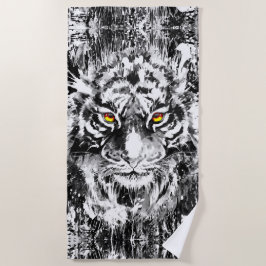 Gray Tiger Beach Handtuch - farbenfrohe Tiger Zeic