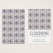 Gray Tile Earring Necklace Juwelier Display Card (Vorne & Hinten)