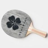 Gray Timber Four Leaf Clover with Name Tischtennis Schläger (Seitenansicht)