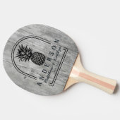 Gray Timber Pineapple Wedding Arch & Name Tischtennis Schläger (Seitenansicht)
