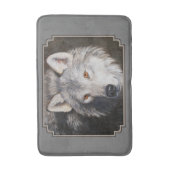 Gray Timber Wolf Face Portrait Badematte (Vorderseite Vertikal)