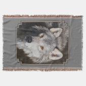 Gray Timber Wolf Face Portrait Decke (Vorderseite)