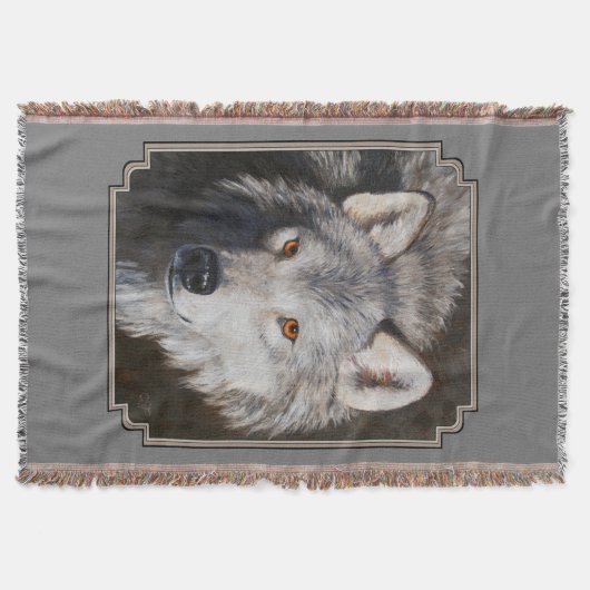 Gray Timber Wolf Face Portrait Decke (Vorderseite)