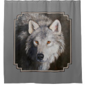 Gray Timber Wolf Face Portrait Duschvorhang (Vorderseite)