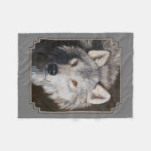 Gray Timber Wolf Face Portrait Fleecedecke (Vorderseite (Horizontal))