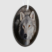 Gray Timber Wolf Face Portrait Ornament (Vorderseite)