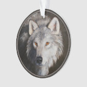 Gray Timber Wolf Face Portrait Ornament (Vorderseite)