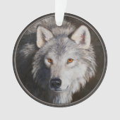 Gray Timber Wolf Face Portrait Ornament (Vorderseite)