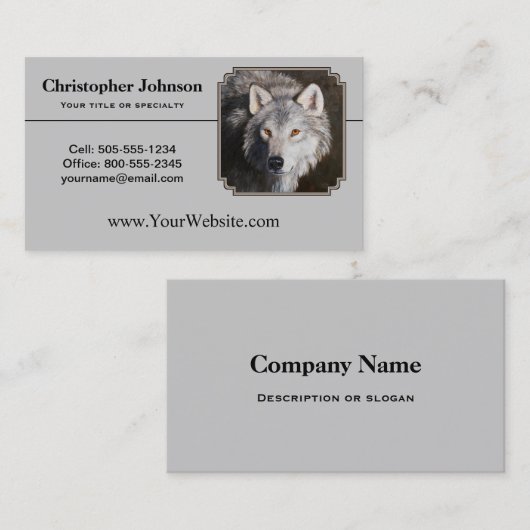 Gray Timber Wolf Face Portrait Visitenkarte (Vorne/Hinten)