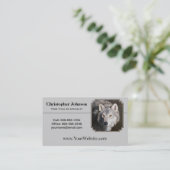 Gray Timber Wolf Face Portrait Visitenkarte (Stehend Vorderseite)